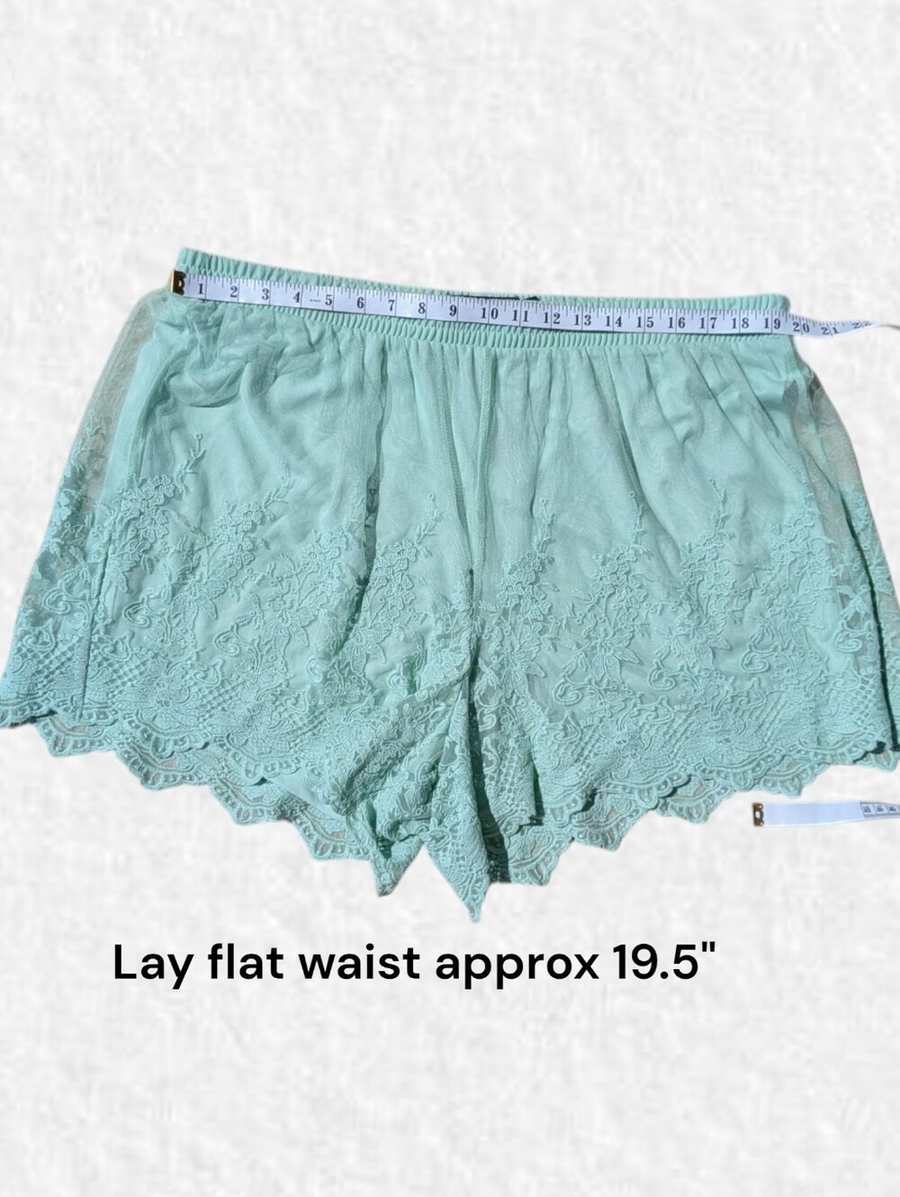 Torrid NEW Plus Size 2x: Mint Mesh Overlay & Embroidery Lace Trim Pull On Shorts - Picture 6 of 8